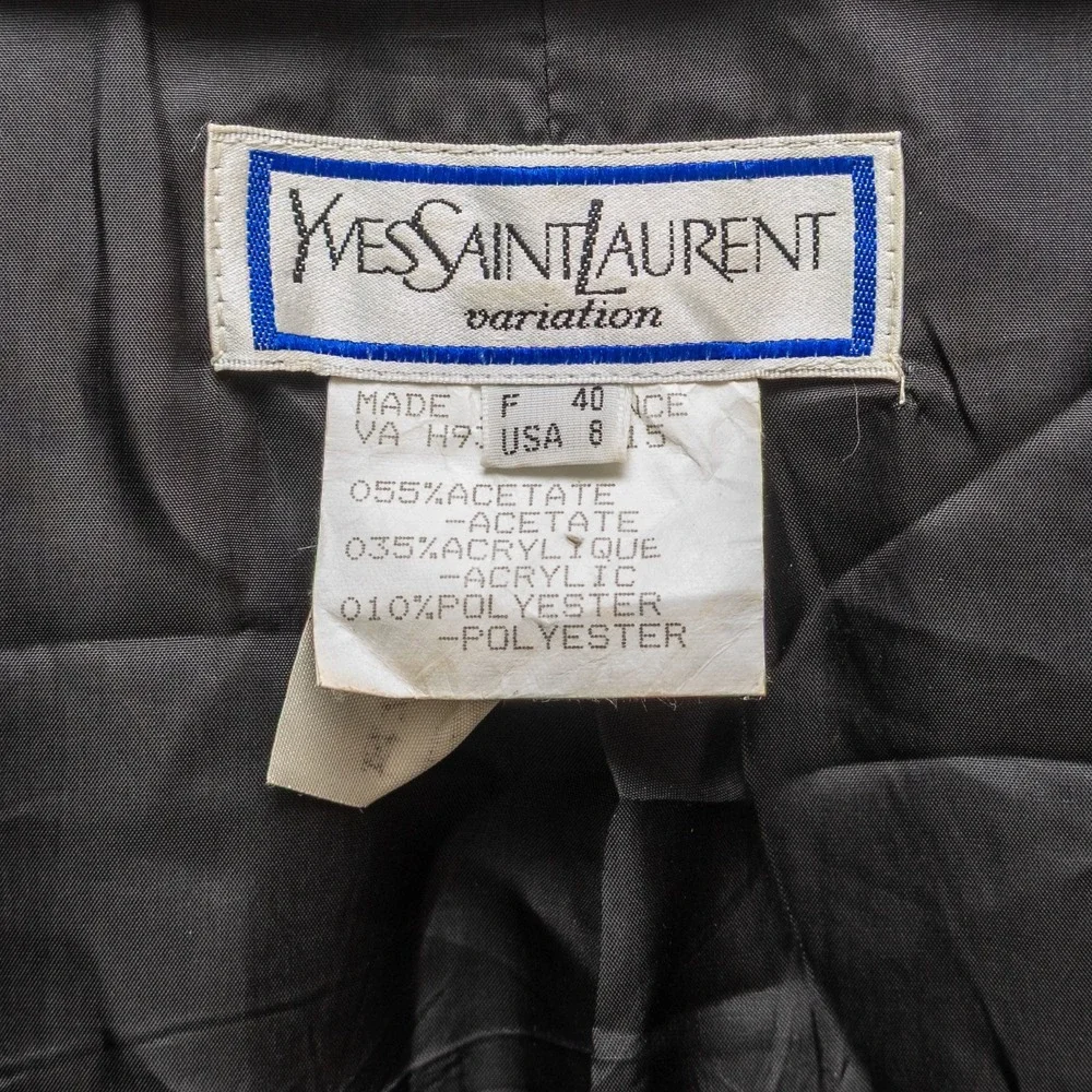 Vntg Yves Saint Laurent Variation Quilted Peplum Jacket Black Gold Button Sz:US8 - Picture 4 of 8